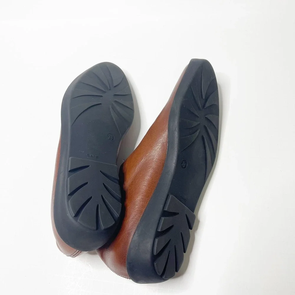 Jildor Sibil Z Shoes 38.8 8.5 Brown Leather Slip On Made in Italy Classic